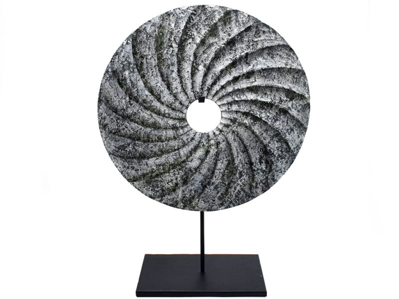 Cliquez sur la vignette pour agrandir et survolez la photo pour zoomer Disque Bi en Jade Gravé 30cm - Coquillage / Foncé 2