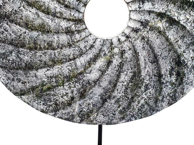 Cliquez sur la vignette pour agrandir et survolez la photo pour zoomer Disque Bi en Jade Gravé 30cm - Coquillage / Foncé 4