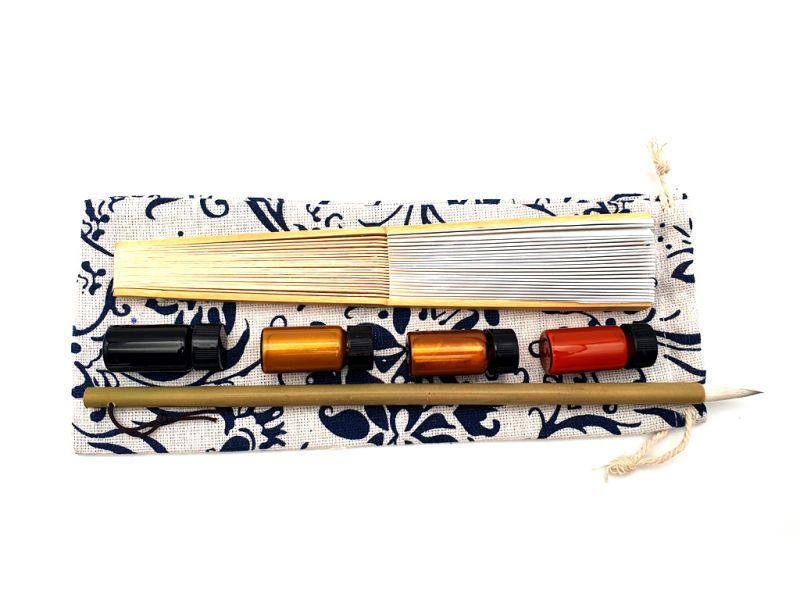 Cliquez sur la vignette pour agrandir et survolez la photo pour zoomer Éventail à peindre - Adulte - Calligraphie chinoise - DIY - Jaune 3