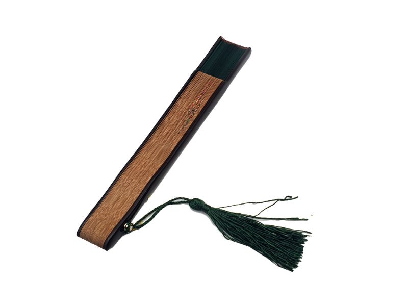 Cliquez sur la vignette pour agrandir et survolez la photo pour zoomer Éventail Asiatique - Peint à la main - Fleurs de cerisier - Vert 3