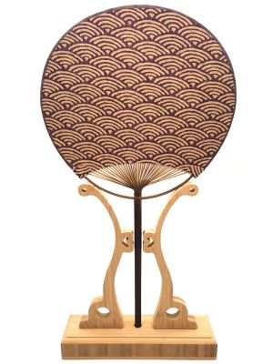 Éventail Japonais - Uchiwa - Bois et Tissu - motif traditionnel Seigaiha Éventail Japonais - Uchiwa - Bois et Tissu - motif traditionnel Seigaiha