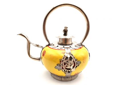 Théière Chinoise en porcelaine Jaune Théière Chinoise en porcelaine Jaune