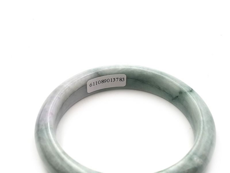 Cliquez sur la vignette pour agrandir et survolez la photo pour zoomer Jonc en Jade - Bracelet en Jade - catégorie A - Avec Certificat - Blanc et vert tacheté 2