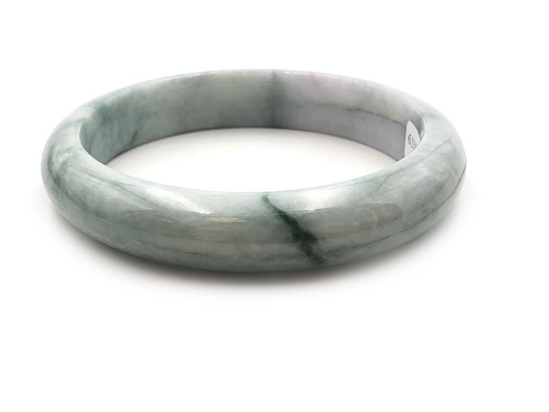 Cliquez sur la vignette pour agrandir et survolez la photo pour zoomer Jonc en Jade - Bracelet en Jade - catégorie A - Avec Certificat - Blanc et vert tacheté 3