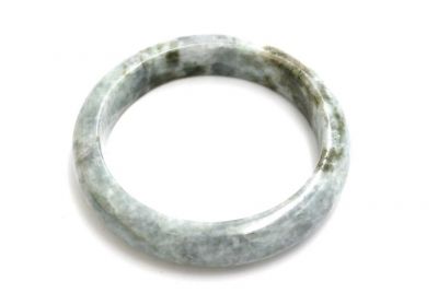 Jonc en Jade - Bracelet en Jade - catégorie A - Avec Certificat - Vert tacheté Jonc en Jade - Bracelet en Jade - catégorie A - Avec Certificat - Vert tacheté