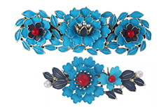 Barrettes en cloisonné émaillé