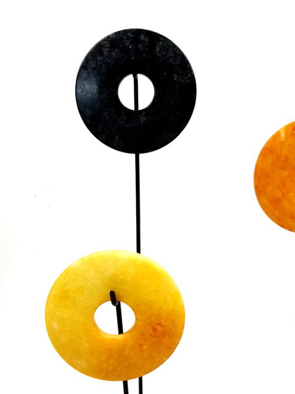 Cliquez sur la vignette pour agrandir et survolez la photo pour zoomer Lot de 4 disques Bi Chinois en Jade - Orange et noir 2