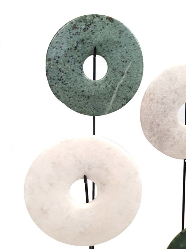 Cliquez sur la vignette pour agrandir et survolez la photo pour zoomer Lot de 4 disques Bi Chinois en Jade - Vert et blanc 2