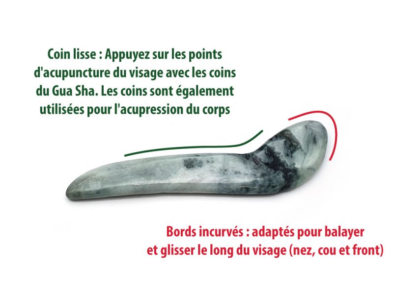 Cliquez sur la vignette pour agrandir et survolez la photo pour zoomer Médecine traditionnelle chinoise - Bâton Gua Sha en Jade - Blanc tacheté 4