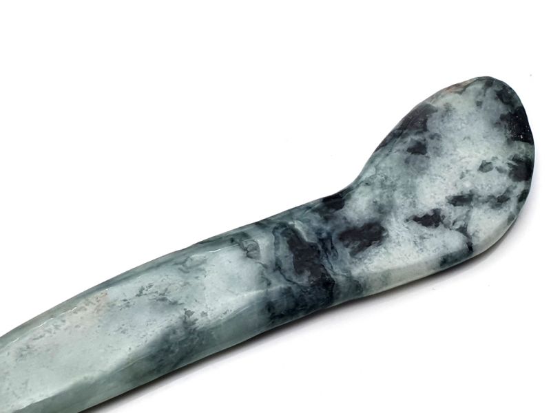 Cliquez sur la vignette pour agrandir et survolez la photo pour zoomer Médecine traditionnelle chinoise - Bâton Gua Sha en Jade - Vert et Blanc - Translucide 2