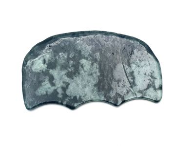 Médecine traditionnelle chinoise - Gua Sha concave inversé en Jade - Vert foncé et blanc