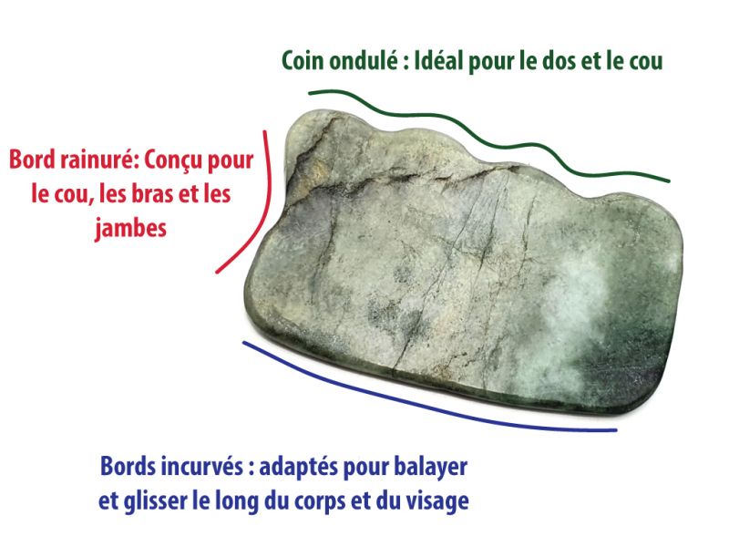 Cliquez sur la vignette pour agrandir et survolez la photo pour zoomer Médecine traditionnelle chinoise - Mini Gua Sha ondulé en Jade - Blanc / Vert clair 4
