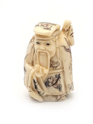 Netsuké Japonais en Os Le gardien du temple