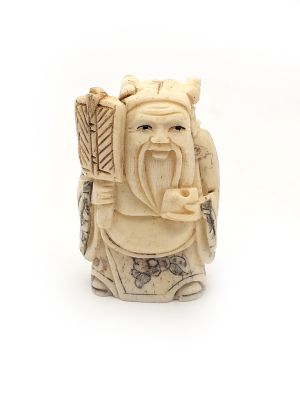 Netsuké Japonais en Os Le vieil homme et l'éventail 2