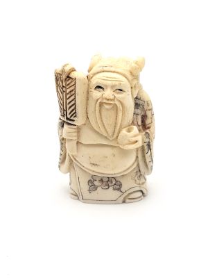 Netsuké Japonais en Os Le vieil homme et l'éventail