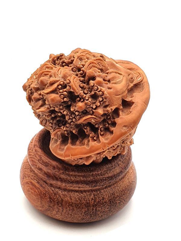 Cliquez sur la vignette pour agrandir et survolez la photo pour zoomer Noix chinoise sculptée- Bagnard - Grenouille feng shui - Jin Chan 3