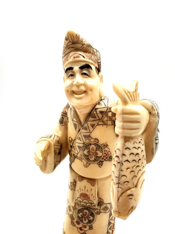 Cliquez sur la vignette pour agrandir et survolez la photo pour zoomer Okimono chinois en os de buffle - Le poissonnier 2