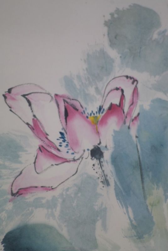Cliquez sur la vignette pour agrandir et survolez la photo pour zoomer Peinture Chinoise Aquarelle sur soie le Lotus 5