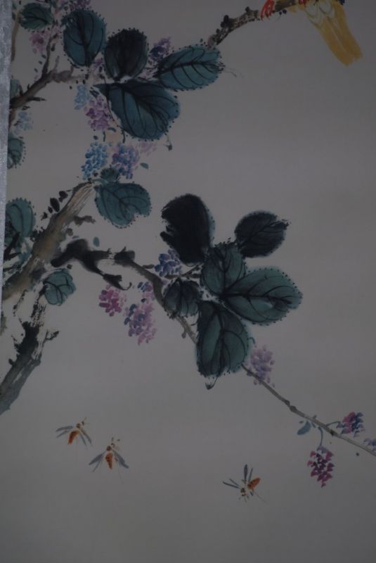 Cliquez sur la vignette pour agrandir et survolez la photo pour zoomer Peinture Chinoise Aquarelle sur soie Petit oiseau jaune 5