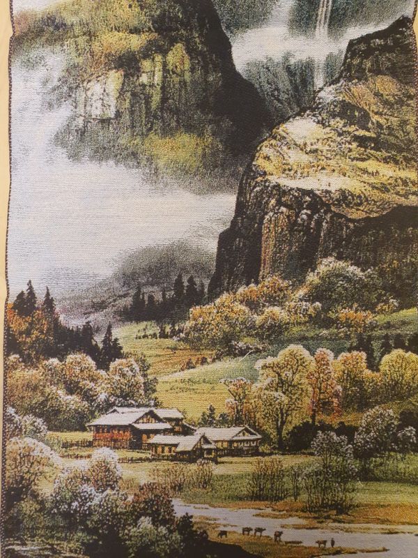 Cliquez sur la vignette pour agrandir et survolez la photo pour zoomer Peinture Chinoise - Broderie sur soie - Paysage - Village sur la montagne 2