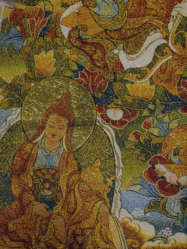 Cliquez sur la vignette pour agrandir et survolez la photo pour zoomer Peinture Chinoise - Broderie sur soie - Thangka - Maître nepalais sur la fleur de lotus 2