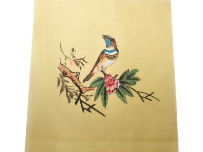 Peinture Chinoise sur soie à Encadrer - L'oiseau sur la fleur Peinture Chinoise sur soie à Encadrer - L'oiseau sur la fleur