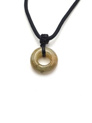 Pendentif Disque Bi en Jade Petit disque vert orangé Pendentif Disque Bi en Jade Petit disque vert orangé