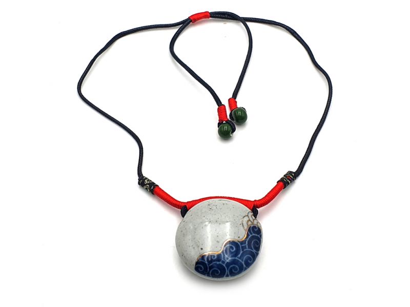 Cliquez sur la vignette pour agrandir et survolez la photo pour zoomer Pendentif Tibétain Rond en Céramique 3