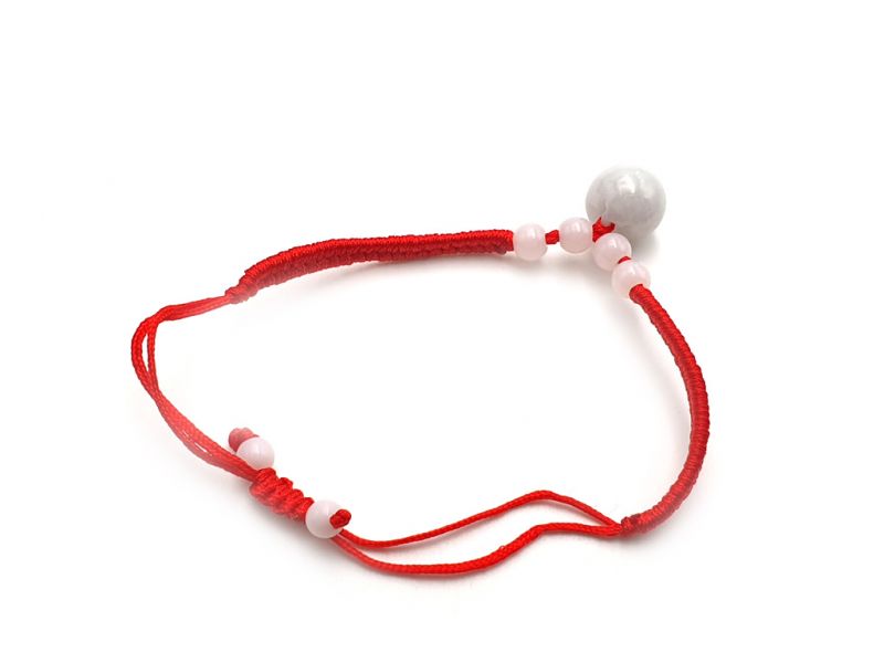 Cliquez sur la vignette pour agrandir et survolez la photo pour zoomer Petit Bracelet en Jade véritable Catégorie A - Grosse perle de jade - Cordon rouge 3