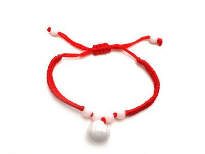 Petit Bracelet en Jade véritable Catégorie A - Grosse perle de jade - Cordon rouge Petit Bracelet en Jade véritable Catégorie A - Grosse perle de jade - Cordon rouge