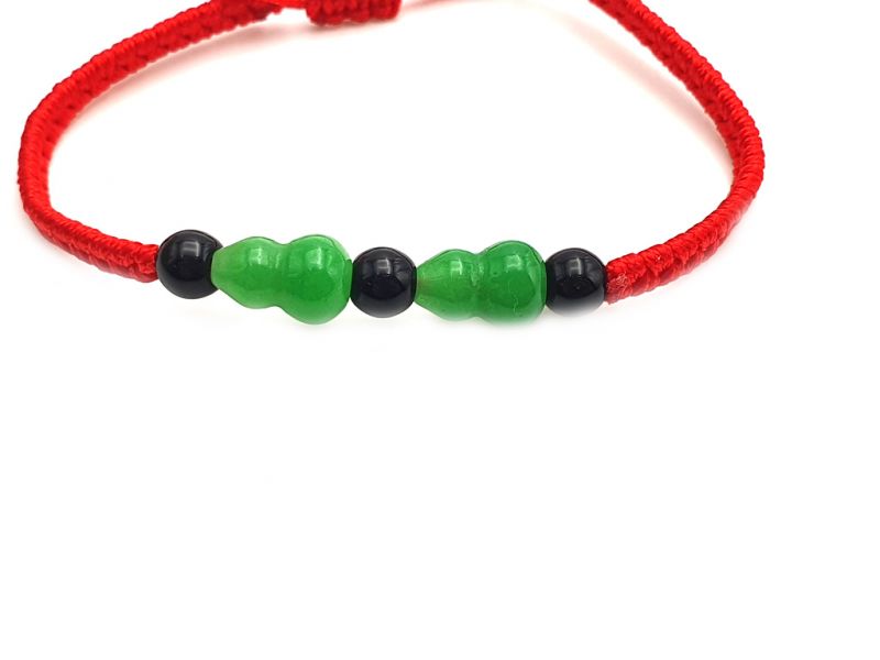 Cliquez sur la vignette pour agrandir et survolez la photo pour zoomer Petit Bracelet en Jade véritable Catégorie B -Double gourdes WuLou 2