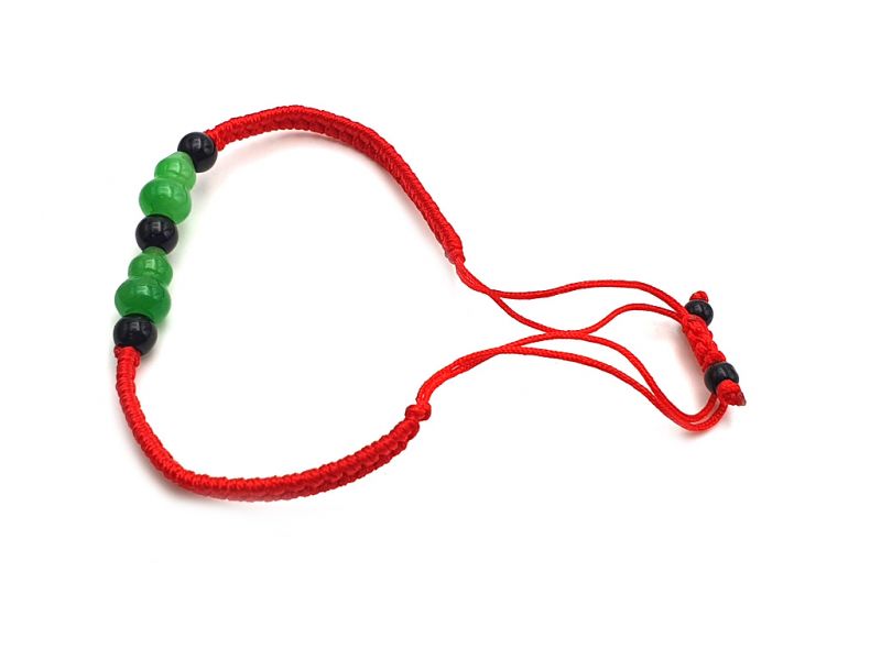 Cliquez sur la vignette pour agrandir et survolez la photo pour zoomer Petit Bracelet en Jade véritable Catégorie B -Double gourdes WuLou 3