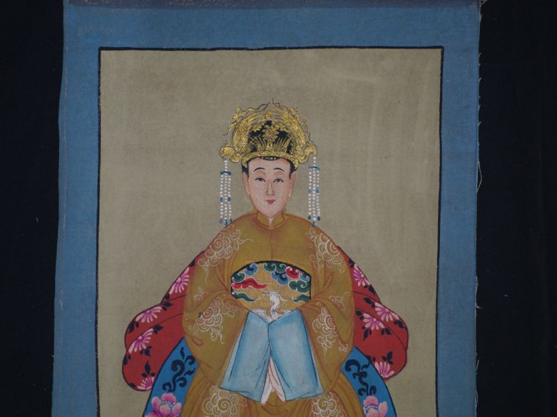 Cliquez sur la vignette pour agrandir et survolez la photo pour zoomer Petit Couple d'ancêtres chinois Peinture asiatique Jaune 3