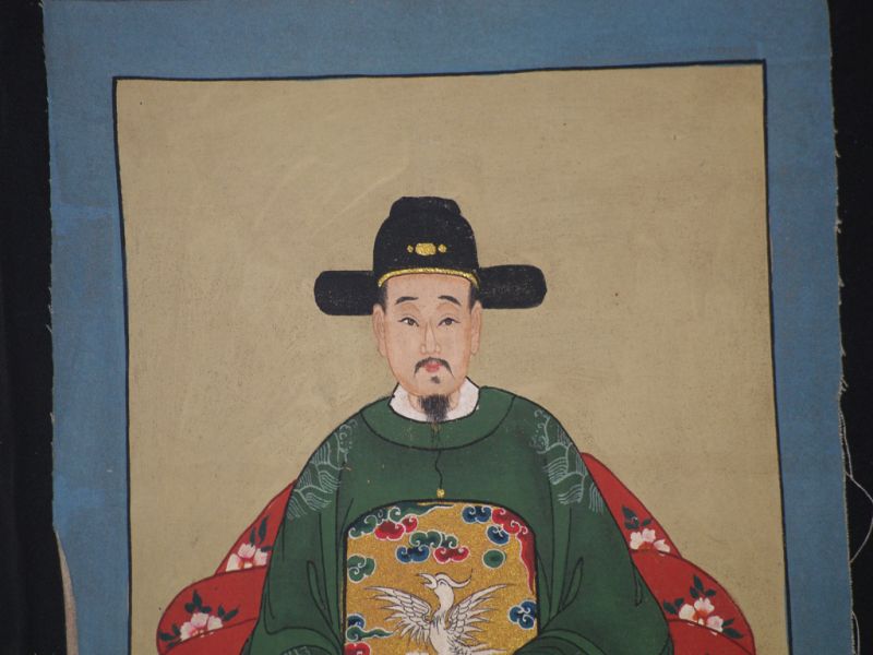 Cliquez sur la vignette pour agrandir et survolez la photo pour zoomer Petit Couple d'ancêtres chinois Peinture asiatique Vert impérial 4
