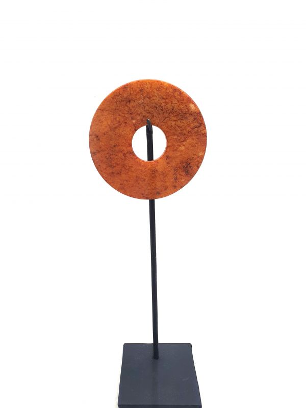 Cliquez sur la vignette pour agrandir et survolez la photo pour zoomer Petit disque Bi chinois 10cm avec Support en métal - Rouge / Orangé 2