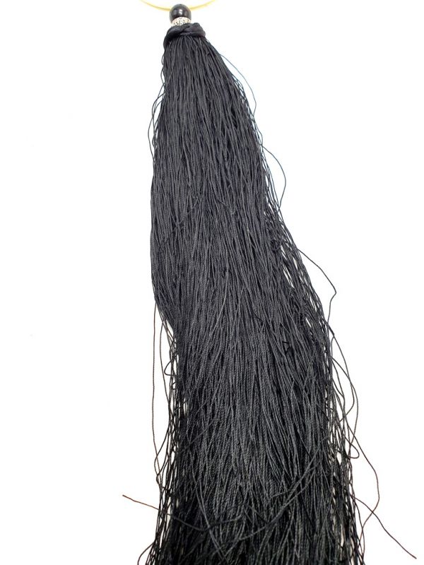 Cliquez sur la vignette pour agrandir et survolez la photo pour zoomer Petit Disque Bi suspendu en Jade et Soie Noir et Blanc 3