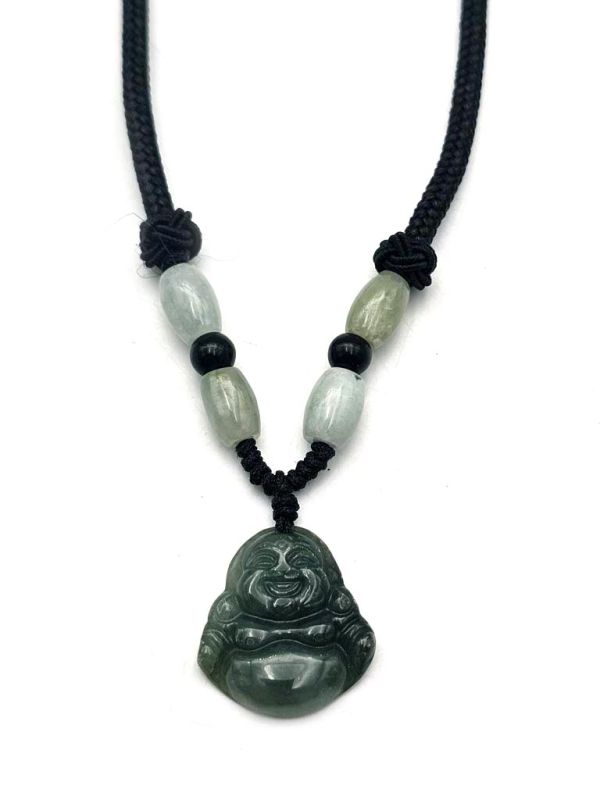 Cliquez sur la vignette pour agrandir et survolez la photo pour zoomer Petit pendentif Bouddha rieur jadeite Grade A Vert Imperial 2