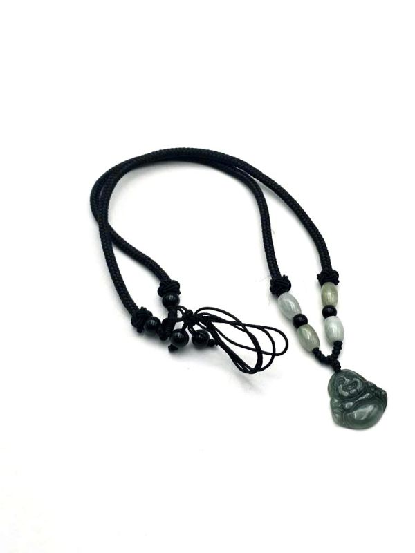 Cliquez sur la vignette pour agrandir et survolez la photo pour zoomer Petit pendentif Bouddha rieur jadeite Grade A Vert Imperial 3