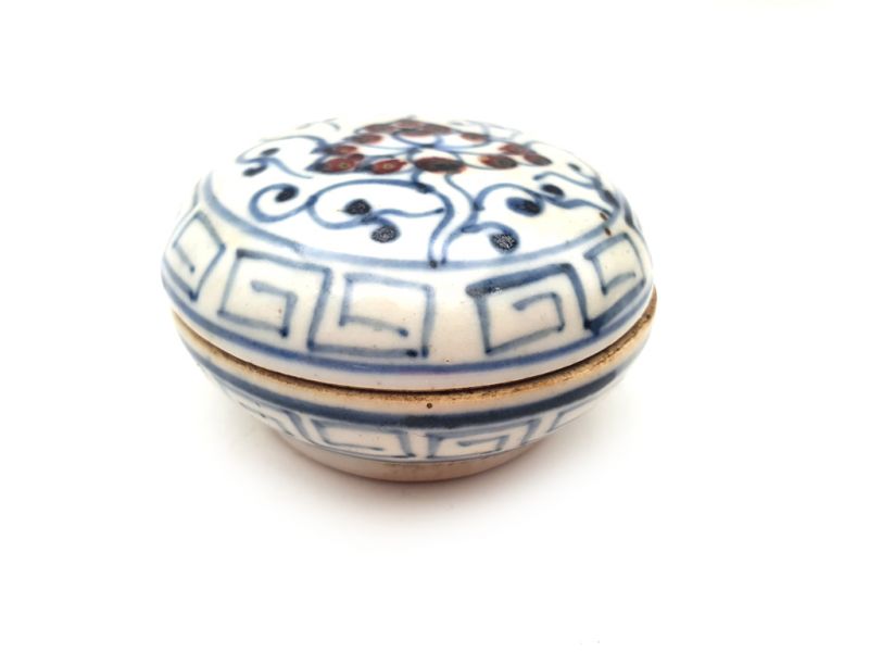 Cliquez sur la vignette pour agrandir et survolez la photo pour zoomer Petite boîte chinoise en porcelaine - Rond - Fleur 3