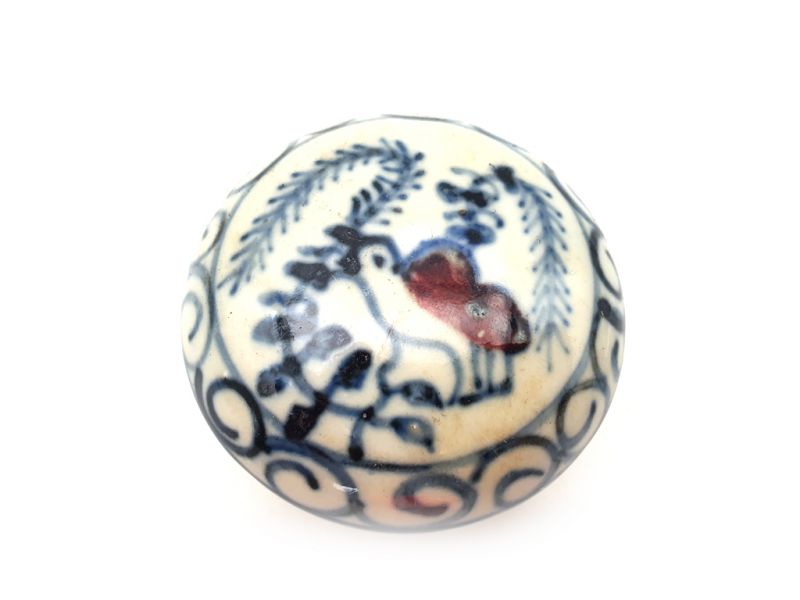 Cliquez sur la vignette pour agrandir et survolez la photo pour zoomer Petite boîte chinoise en porcelaine - Rond - Oiseau 2