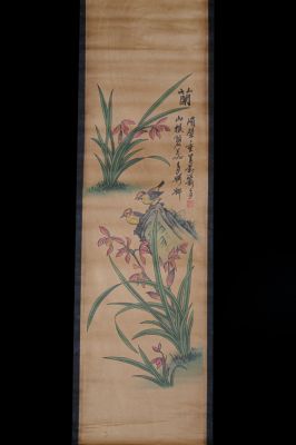 Petite Peinture Chinoise - Kakemono - Les oiseaux dans les fleurs