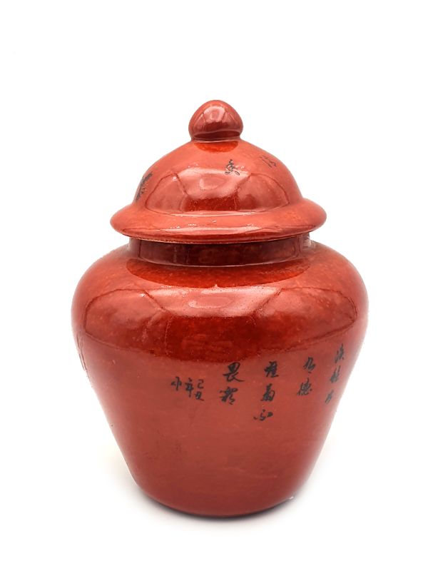 Cliquez sur la vignette pour agrandir et survolez la photo pour zoomer Petite Potiche Chinoise en Porcelaine Colorée - Les deux oiseaux sur une branche - Pivoine 2