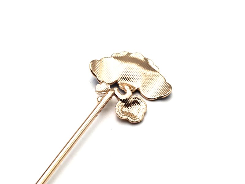 Cliquez sur la vignette pour agrandir et survolez la photo pour zoomer Pic à cheveux chinois en émail - Cloisonné - Petite fleur - Bleue marine 3