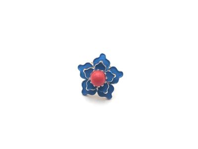 Pin's chinois en émail - Cloisonnée - Fleur - Perle rouge