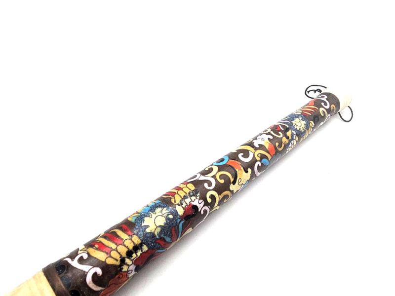 Cliquez sur la vignette pour agrandir et survolez la photo pour zoomer Pinceau contemporain en cloisonné noir, manche ivoire, à motif de fleurs délicates et arabesques colorées 3