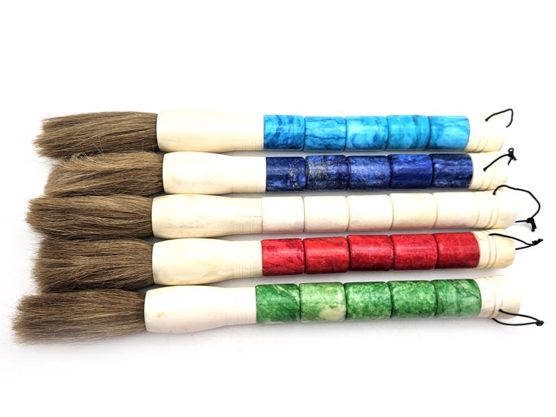 Cliquez sur la vignette pour agrandir et survolez la photo pour zoomer Pinceau de Calligraphie Chinoise en Pierre - Art Traditionnel - Bleu ciel 4