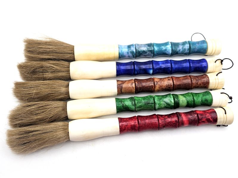 Cliquez sur la vignette pour agrandir et survolez la photo pour zoomer Pinceau de Calligraphie en Pierre - Forme Bambou - Décoration Artistique - Vert 4