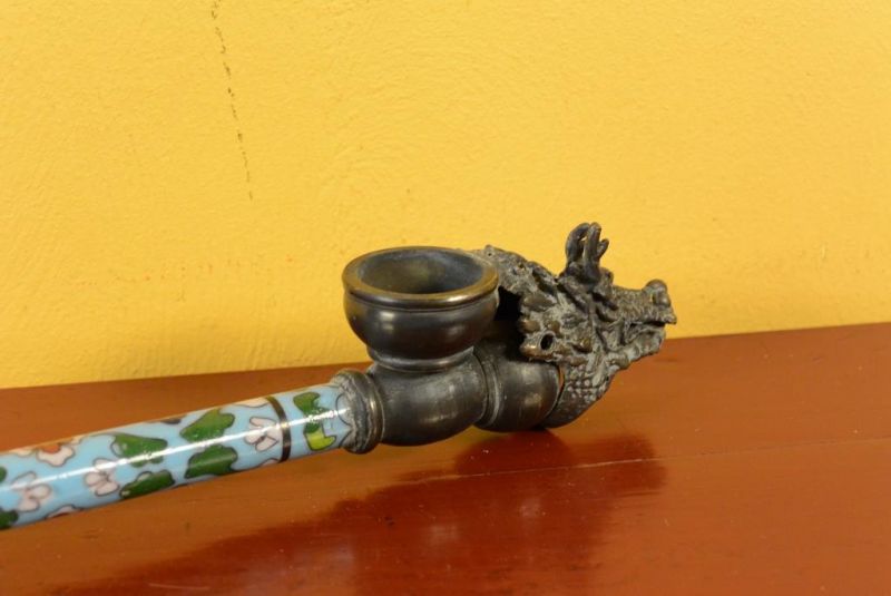 Cliquez sur la vignette pour agrandir et survolez la photo pour zoomer Pipe Chinoise en Cloisonnée Bleu céleste 4