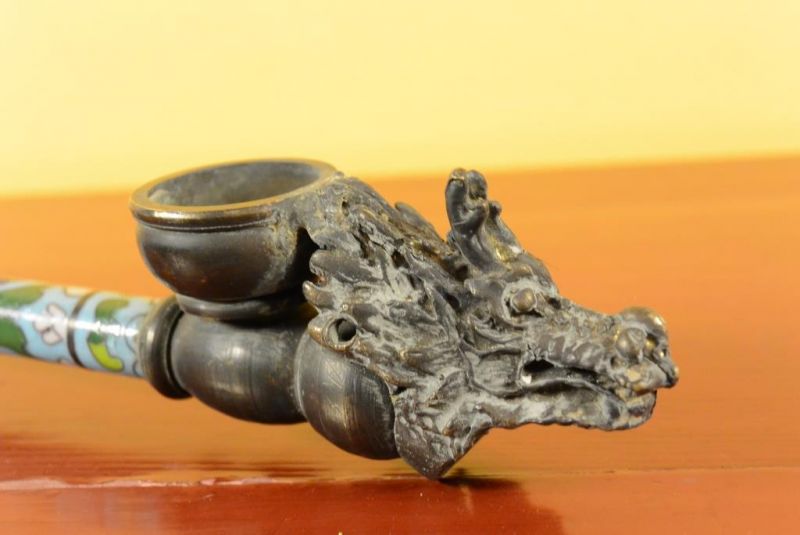 Cliquez sur la vignette pour agrandir et survolez la photo pour zoomer Pipe Chinoise en Cloisonnée Bleu céleste 5