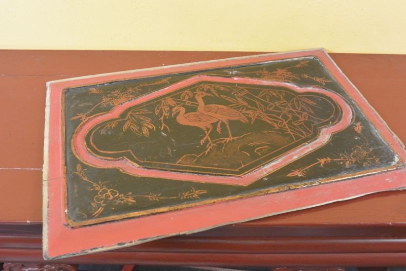 Cliquez sur la vignette pour agrandir et survolez la photo pour zoomer Plaque en bois Chinoise Peinture Grue Cendrée 5